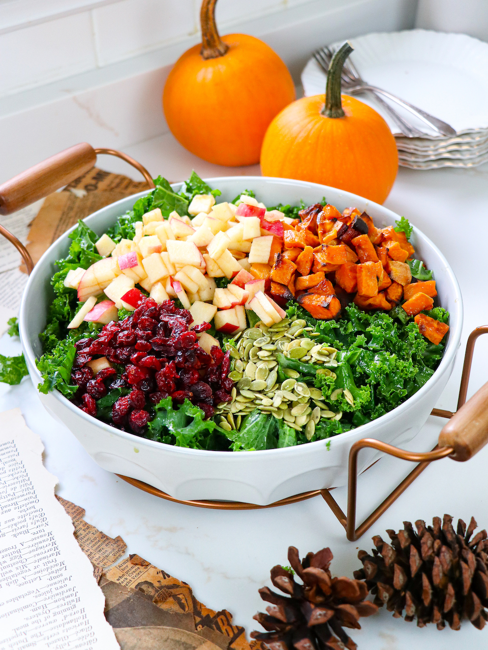 Sweet Potato & Apple Fall Harvest Kale Salad